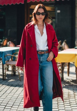 Maroon Suede Trench Coat