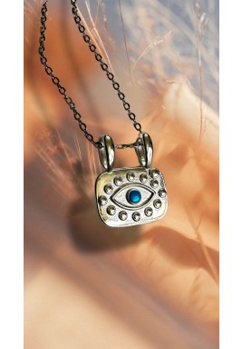 Silver Aquamarine Eye Necklace