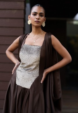 The Draped Bisht Brown