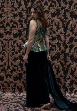 Multiple Prints Jacquard Fitted Top & Pants Set 