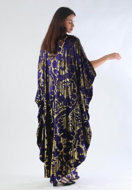 Silk Velvet Embroidered Butterfly Cut Kaftan