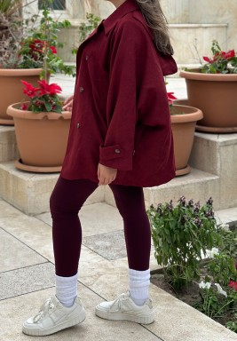 Burgundy Short Trench Coat
