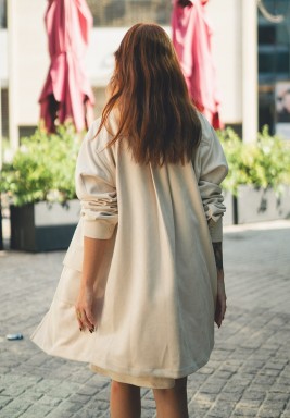 Cream Suede Jacket & Dress Set