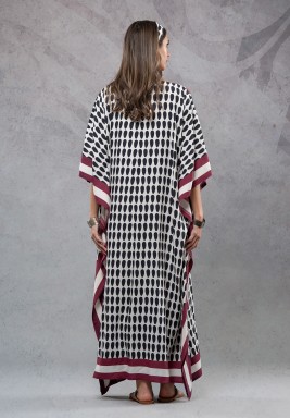 Black Maxi viscose Kaftan with Hair Crown 