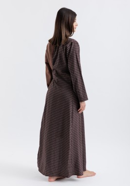 Brown Half Suede & Checkered Kaftan 