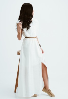 White Linen Padded Dress