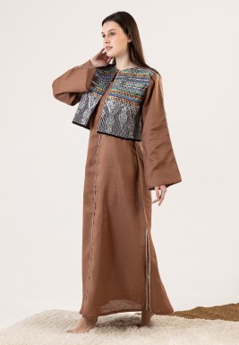 Embroidered Jacket and Linen Dress Set