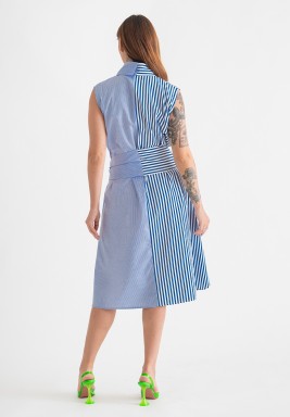 Blue Striped Midi Summer Dress 