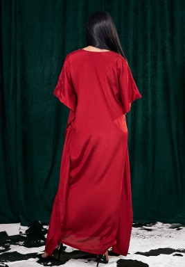 Maroon Light Embroidered Kaftan