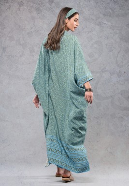 Blue Maxi viscose Kaftan with Hair Crown