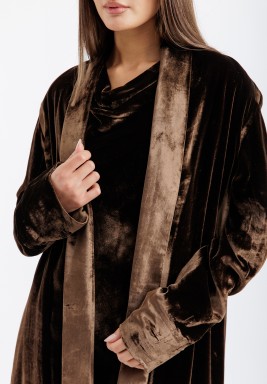 Chocolate Velvet Long Blazer
