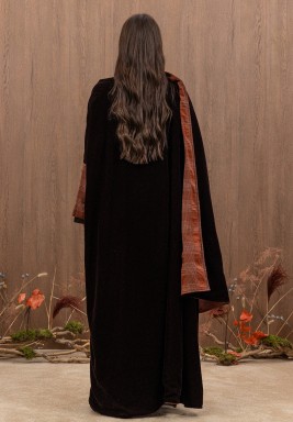 Brown Checkered Velvet Set