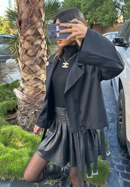 Striped Black Crop Blazer