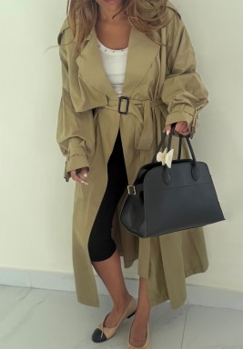 Hooded Khaki Trench Jacket
