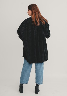 Black Leopard Leather Oversized Shirt