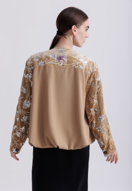 Silver Flowers Embroidery Jacket 