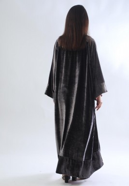 Gray Embellished Velvet Kaftan