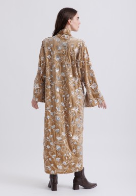 Silver Flowers Embroidery Dress 