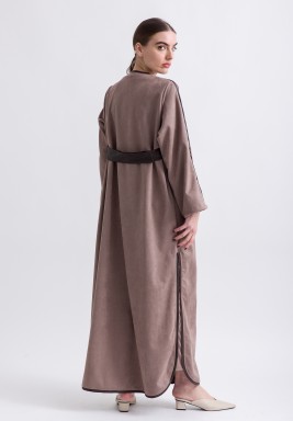 Light Blush Suede Leather and Suede Modern Kaftan