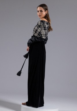 Urban Noir Off-Shoulder Velvet Kaftan