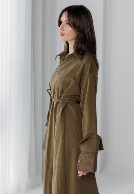 Olive Warp Belted Kaftan