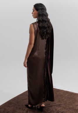 Brown Velvet And Silk Kaftan 