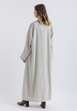 Grey Trimmed Leather Kaftan