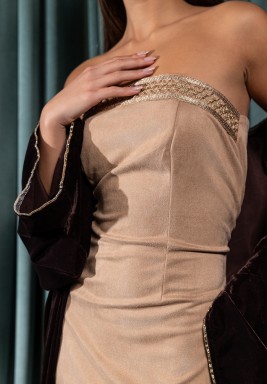 Brown And Beige Kaftan Set