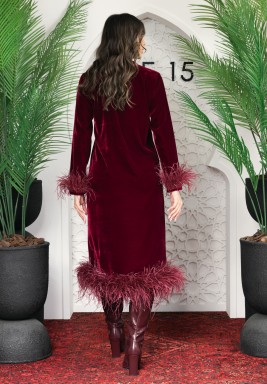 Burgundy Feather Gown 