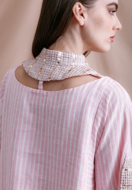 Pink Linen Casual Kaftan