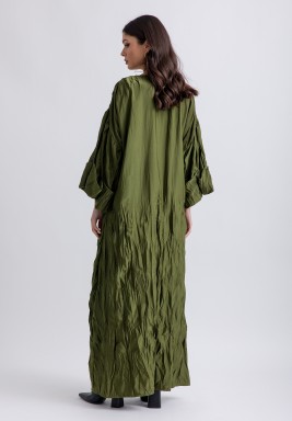 Green Satin Oversized Classic Kaftan(Unlined) 
