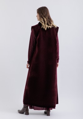 Velvet Padded Vest Burgundy