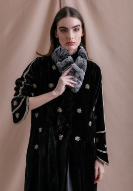 Grey Chinchilla Fur Scarf 