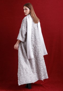 Gray Scarf Bisht Set