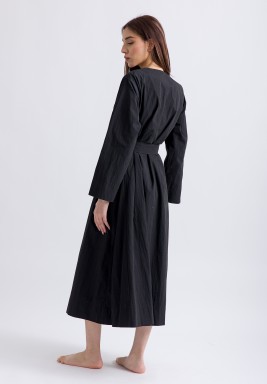 Black Belted Long Sleeves Bisht 
