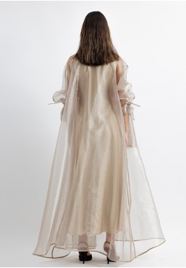Creamy Organza Trench with Satin Dress 