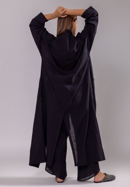 Black Linen Bisht