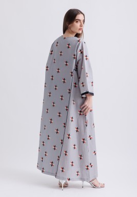 Grey Cotton Linen Maxi Kaftan