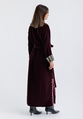 Maroon Embroidered Bisht