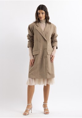 Beige Blazer and Dress Set