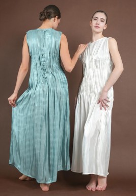 Turquiose Gathered Satin Dress