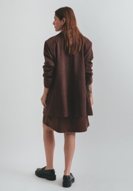 Brown Suede Oversized Blazer and Dress Set