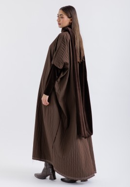 Brown Kaftan With Light Pad Scarf