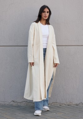 Off White Bisht With Slits