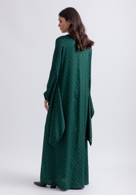 Forest Green Studded V neck Statement Sleeve Kaftan 
