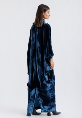 Azure (blue) Highneck Velvet Kaftan 