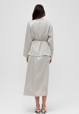 Silk Dress with Blazer in silver 