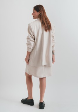 Cream Suede Oversized Blazer and Dress Set