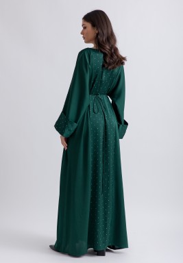 Forest Green Classic kaftan with Contract insert and Waist Tie