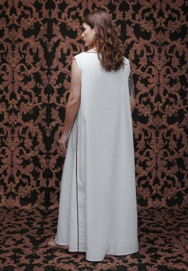 Off-white Loose Kaftan with Embroidery Details